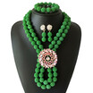 New Grass Green Color Balls Nigerian Wedding Jewelry Set 2 Rows African Beads Jewelry Sets Turkish Bridal Costume Collar Necklace