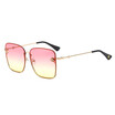 SHAUNA Little Bee Decoration Classic Women Square Rimless Sunglasses Fashion Men Clear Gradient Lens Shades UV400