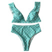 Summer 2018 Swimwear Bathing Bikini Set Wave Point Lotus Leaf Decoration Bandage Bra Push-up Suit Women Sexy Wave Point Swimsuit