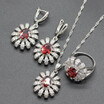 Trendy White Stone Silver Plated Jewelry Sets for Women Choker Pendant Drop Earrings Ring Six Colors Available Free Jewelry Box