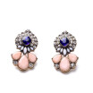 Aiyaya Retro Exquisite Acrylic Flower Crystal Gem Cubic Zircon Diamond Stud Earrings For Women Accessories