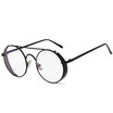 SHAUNA Classic Women Round Metal Glasses Frame Fashion Men Clear Pink Lens Goggle Shades With Chain