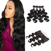 Ishow Hair 7A Brazilian Body Wave Lace Frontal Closure With Bundles Human Hair 4 Bundles With Lace Closure 13x4