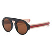 SHAUNA Unique Flat Top Women Round Sunglasses Oversized Popular Stripe contrast Color Leg Men Clear Yellow Sun Glasses UV400