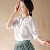 Yan Man Spring&Autumn Shirt Women&39s Shirt Chiffon Round Collar Shirt 8510110638 White S