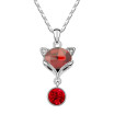 Austrian Crystal Cute Fox Pendant Necklace For Women Girls Chain Charm White Gold Plated 12590