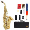 LADE Brass Golden Carve Pattern Bb Bend Althorn Soprano Saxophone Sax Pearl White Shell Buttons Wind Instrument