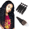 Ishow 7A Peruvian Deep Wave 4 Bundles With Lace Closure Baby Hair 100 Human Hair Bundles With Closure Hair Weave