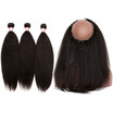 Kinky Straight 360 Lace Frontal With 3 Bundles Brazilian Human Hair Weaves Dolago