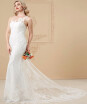 Mermaid Trumpet Illusion Neck Chapel Train Lace Over Satin Wedding Dresses with Appliques Lace by CIRCELEE®