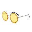 SHAUNA Luxury Crystal Decoration Women Round Sunglasses Oversize Ladies Rimless Shades UV400