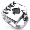 Hpolw Mens Stainless Steel Ring Punk Vintage Party Skeleton Gothic Skull Hand Claw Poker Playing Card A Black & SilverWidth