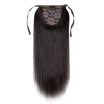 Remeehi 15" 30" Silky Straight High Ponytail With Drawstring Clip in Remy Human Hair Extensions Off Black Color 1B 100g