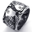 Hpolw Mens Vintage Carp Fish Jewelry black Stainless Steel deft design Ring&Unique animals Design Ring Mens Ring