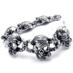 Hpolw Heavy Stainless Steel Gothic Skull Biker Mens Bracelet Color Silver Black