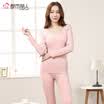 Urban beauty ladies thermal underwear set plus velvet autumn&winter new solid color simple U-neck seamless long-sleeved autumn clothes long pants two-piece 2W6300 light purple code