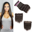 Glary Brazilian Virgin Human Hair 4 Bundles With Lace Frontal Straight 100 Human Hair Extensions Natural Color Wholesale price