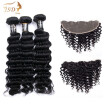 JSDshine Brazilian 3 Bundles Deep Wave with Lace Frontal Human Hair Weave with 13x4 Closure Virgin Deep Wave Hair with Closure