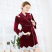New autumn&winter velvet ladies robe long sleeve medium thick one-piece robe pajamas
