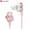 Lanston D4X In-Ear Headphones Double-action Quad-core Subwoofer Soundproofing Noise Reduction HiFi Universal Apple Huawei Millet Phone K song Eating Chicken Game Headset Rose Gold