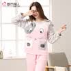 Urban beauty pajamas female cute cartoon ladies home service autumn&winter warm long sleeve suit coral velvet pajamas 1H7108 light pink M