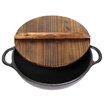 Jingdong supermarket cast taste Jill May 28cm cast iron flat bottom frying pan steak frying pan induction cooker general wood cover section