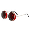 SHAUNA Cute Smiling Face Women Folding Punk Sunglasses Unique Men Double Lens Tinted Steampunk Glasses UV400