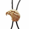Original Bright Gold Plated Eagle Head Bolo Tie Wedding Leather Necklace