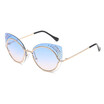 SHAUNA Fashion Crystal Decoration Women Rimless Sunglasses Brand Designer Ladies Cat Eye Gradient Lens Glasses