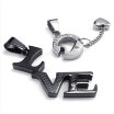 Hpolw NEW Fashion Popular Mens&Womens Couples Stainless Steel Pendants "Love" Necklace Set