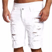 Fashion Ripped Hole Denim Shorts Men Black White Slim Skinny Straight Casual Jeans Shorts Men Vintage Low Waist short homme