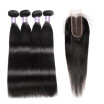 Brazilian Remy Human Hair Weave Straight Hair 4pcs Hair Bundles with Closure