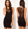 Slim&slim lace dress nightclub sexy stitching vest skirt female