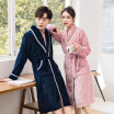 Dings grate pajamas home service thick flannel long-sleeved bathrobe couple pajamas men&women autumn&winter classics can wear gowns J4885 navy blue xxl