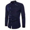 2018 New Hot Sale Fashion cutting Double threshold Style Comfortable Casual Stand collar Mens Shirt Tops