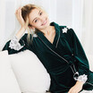 New autumn&winter velvet ladies robe long sleeve medium thick one-piece robe pajamas