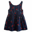 Girls Summer Dresses Kids Cotton O-neck Short Sleeeve Cherry Print Bow Decor Backless A-line Princess Cute Dresses Child Clothes