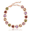 Aiyaya Round-cut 15 pcs Ruby Purple Green Champage Rose Gold Plated High Quality Rhinestones Bracelets Chain