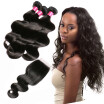 Peruvian Virgin Hair Body Wave 3 Bundles With Closure Good Quality Natural Color Unprocessed Human Hair With lace Closure