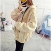 2018 autumn&winter hooded plus velvet loose sweater in the long sweater student jacket female zipper bat sleeve jacket