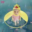 9i9 long love long small flying saucer raincoat baby vibrating network red cape small yellow duck children raincoat kindergarten creative poncho 1800387 yellow S
