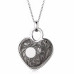 Black Oil Painting Stainless Steel Heart Design Pendant Necklace