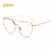 Cat Eye vintage Brand designer rose gold mirror Sunglasses For Women Metal Reflective flat lens Sun Glasses Female oculossend box