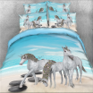 3D Group Unicorns Printed 4-Piece Blue Bedding Sets