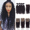 7A Mongolian Virgin Hair 4 Bundles Deep Wave With Closure 4x4 Human Hair Weave Bundles with Crochet Lace Closure Full&Thick