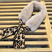 2019 new arrival scarf female winter shaking sound network red imitation rex rabbit fur leopard ribbon plush ribbon