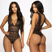 Women V Neck Lace Up Bandage Bodysuit Leotard Lingerie Romper Tops Jumpsuit