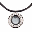 Round Circle Crystal 12 Constellation Colorful Stone Pendant Genuine Leather Necklace Chain 17"