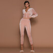 Fashion long-sleeved Hoodies suit female autumn&winter new warm gold velvet zipper two-piece set sports trousers pencil pant