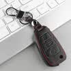Huashi Audi Key Case Audi Q5A3A4LA6LQ3Q7S5S6 Leather Key Case Audi Refit Special Key Bag Auto Accessories Folding Three Buttons - Black